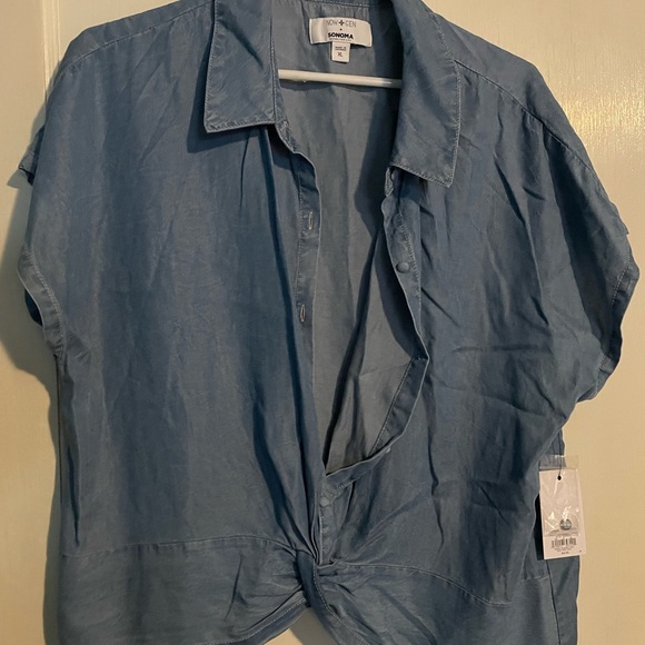 Sonoma Casual Denim Blue Button Down Shirt - Picture 1 of 6